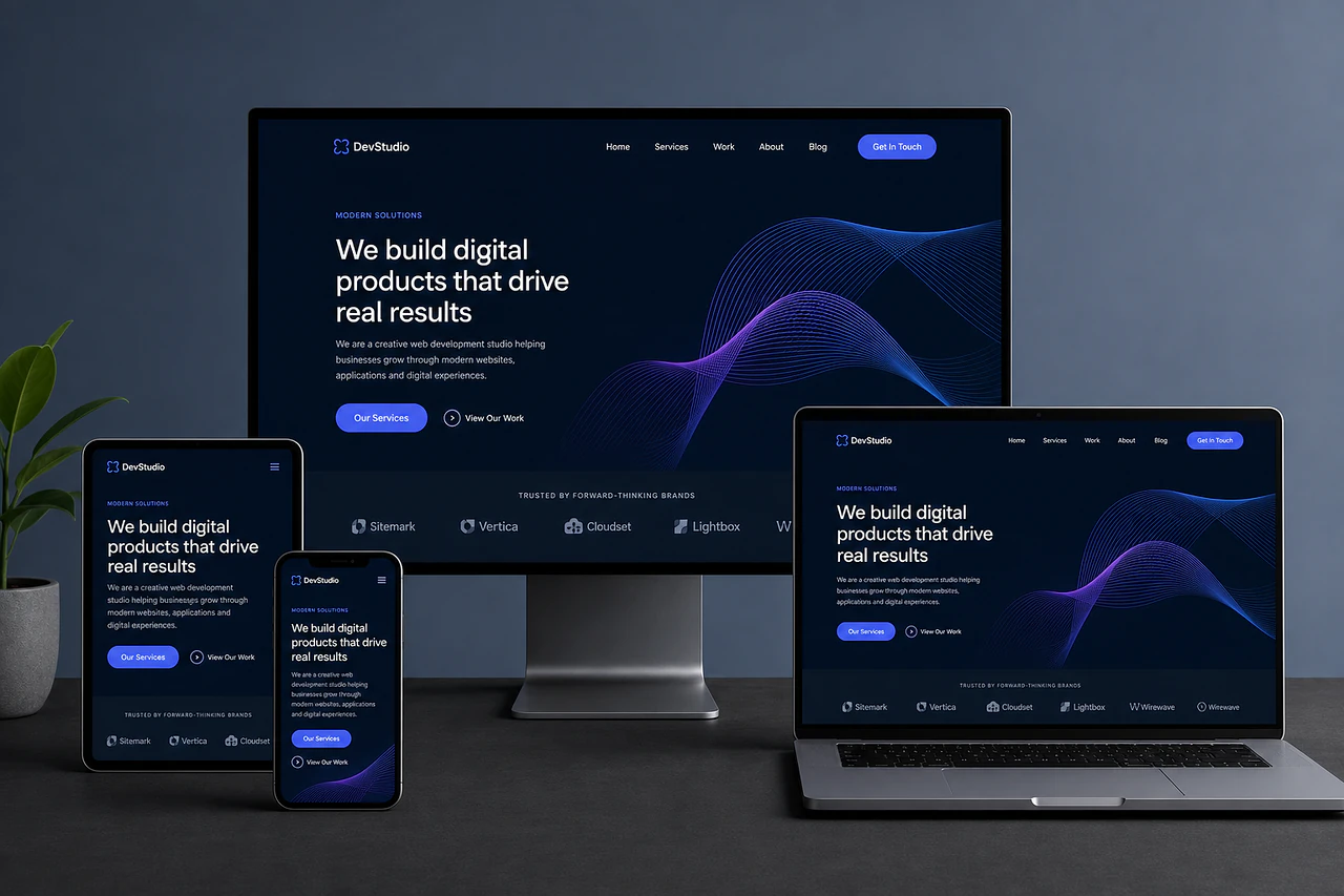 Multi-device website mockups for Shopify and Next.js development