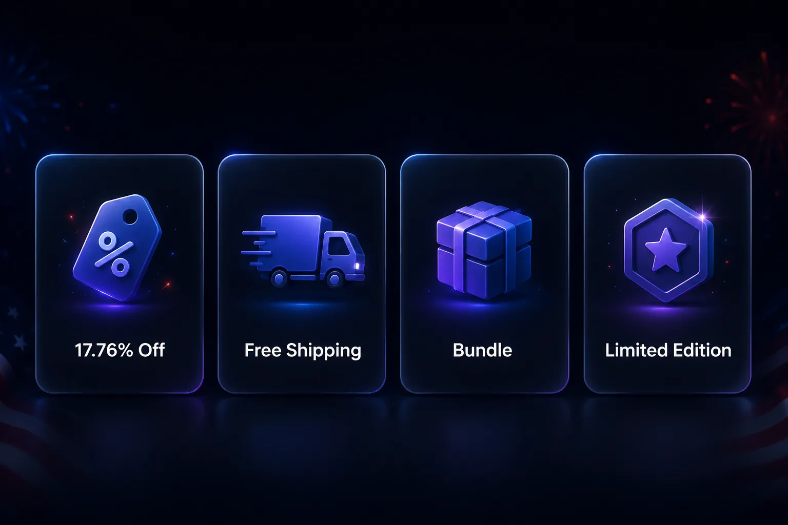July 4th offer structures: themed percentage off, free-shipping threshold, bundle, and limited-edition collection
